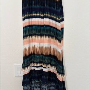 Daniel Rainn Navy and Peach High-Low Skirt